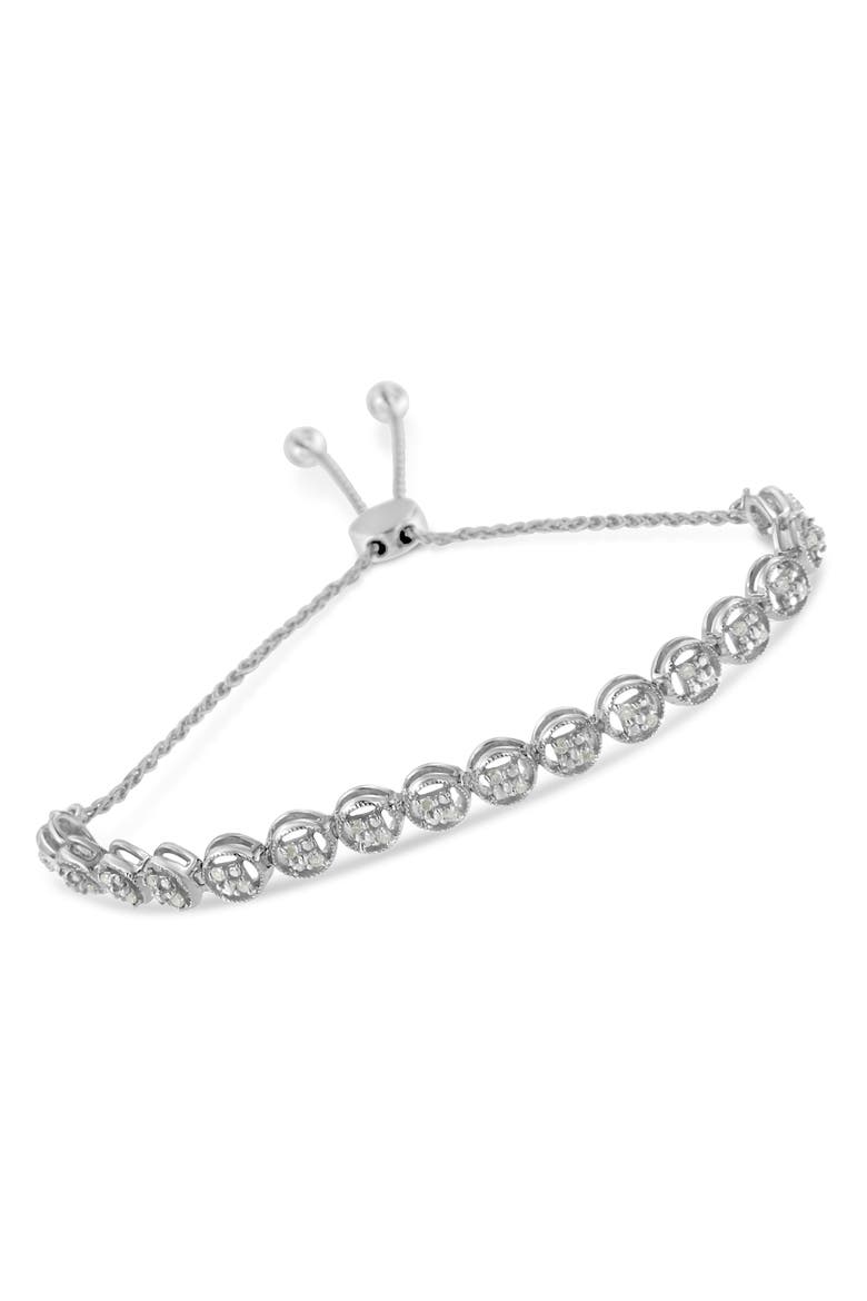 Silver 1/4 Cttw Diamond Bolo Bracelet, Alternate, color, White