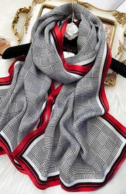 SILKSILKY Mulberry Silk Printed Long Rectangle Shawl Scarf