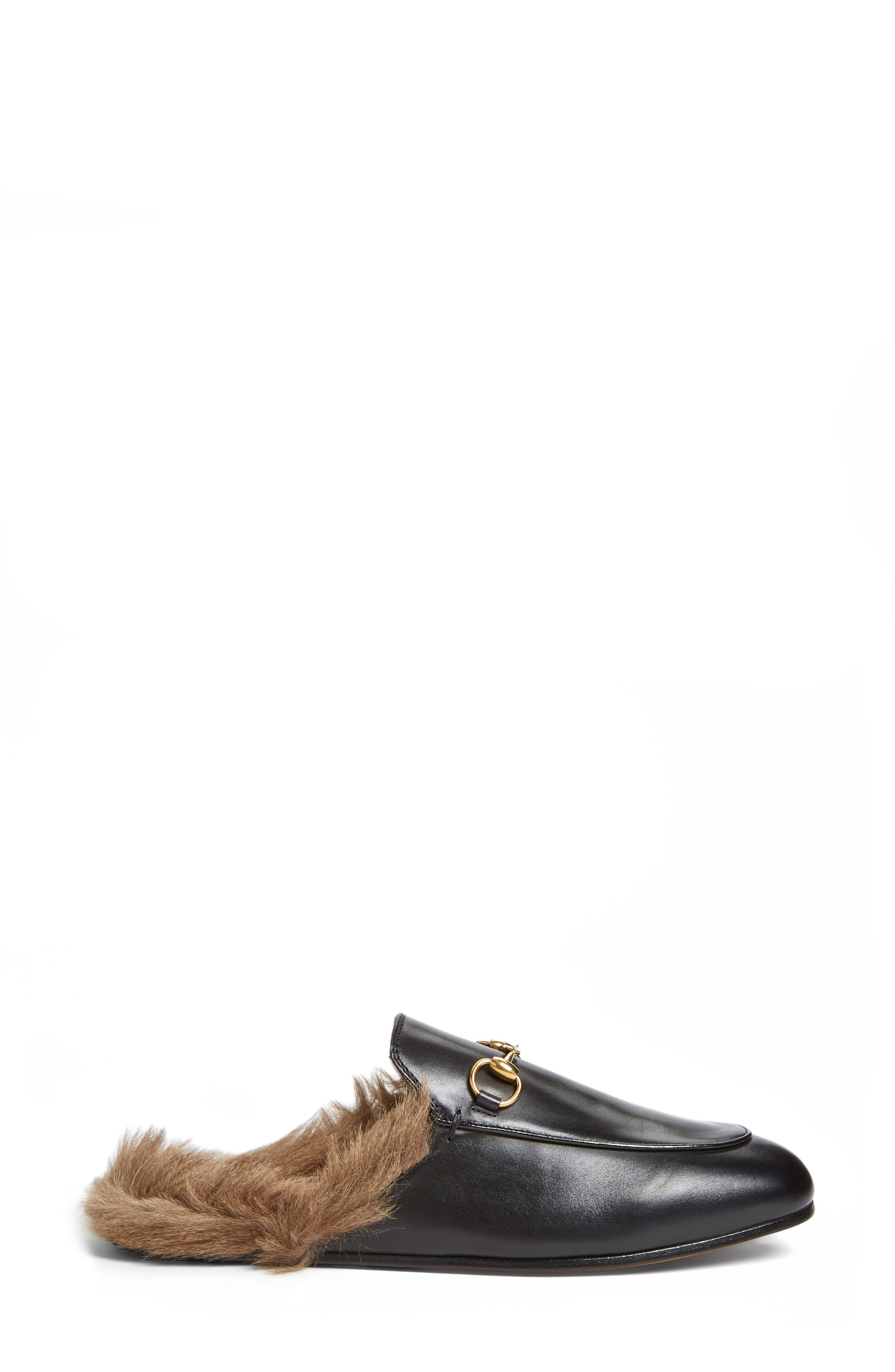 Gucci Princetown Genuine Shearling Loafer Mule, Alternate, color, Black