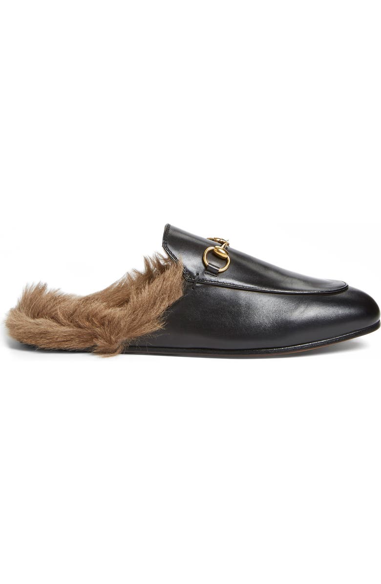 Gucci Princetown Genuine Shearling Loafer Mule, Alternate, color, Black