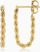 Oradina 14K Yellow Gold Roman Rope Drop Earrings