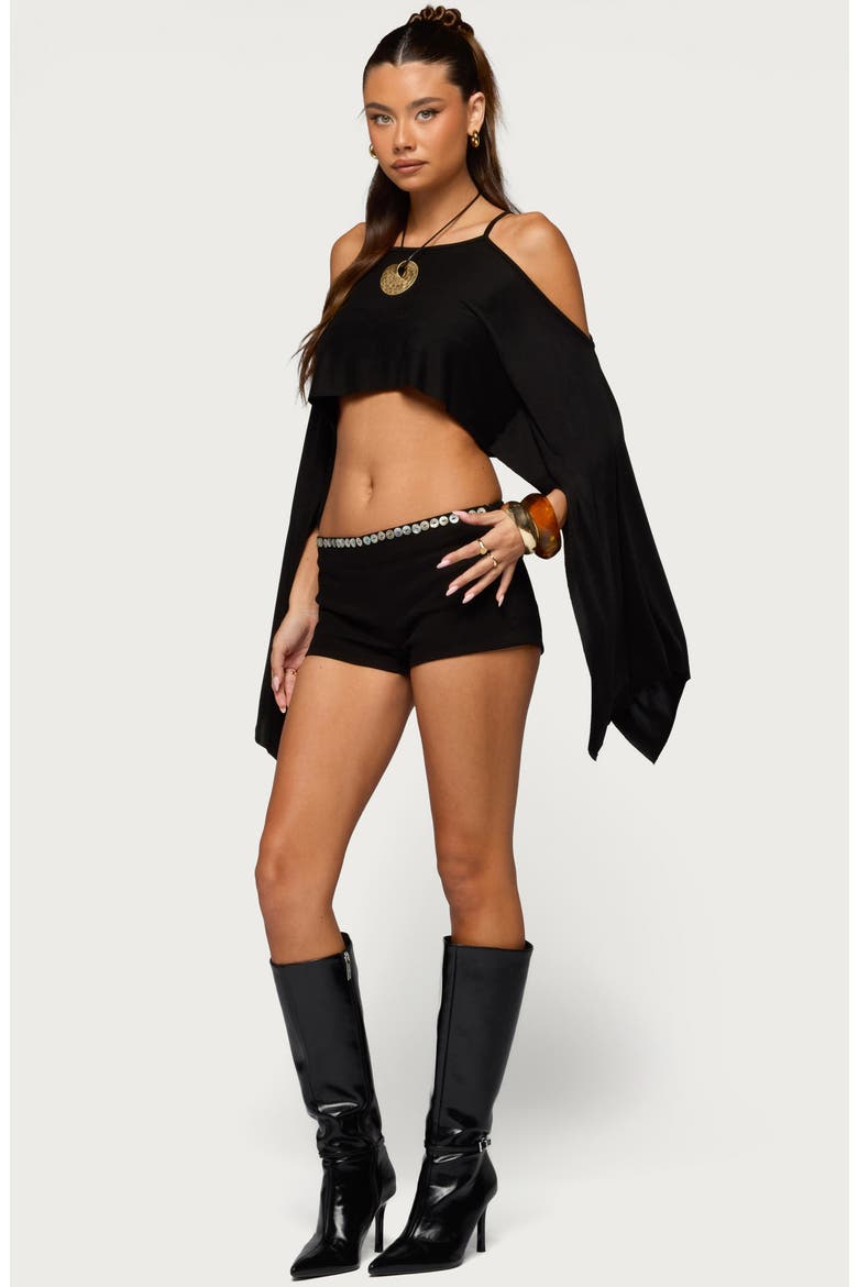 Ivanna Cutout Crop Top, Alternate, color, BLACK