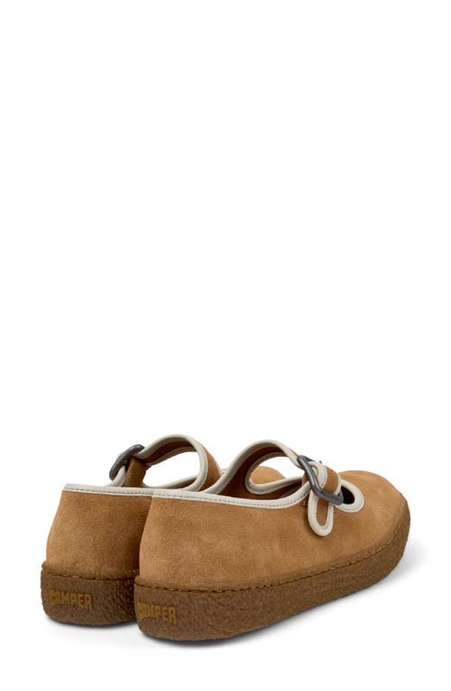 Camper Peu Terreno Buckle-strap Suede Ballet Flats In Brown