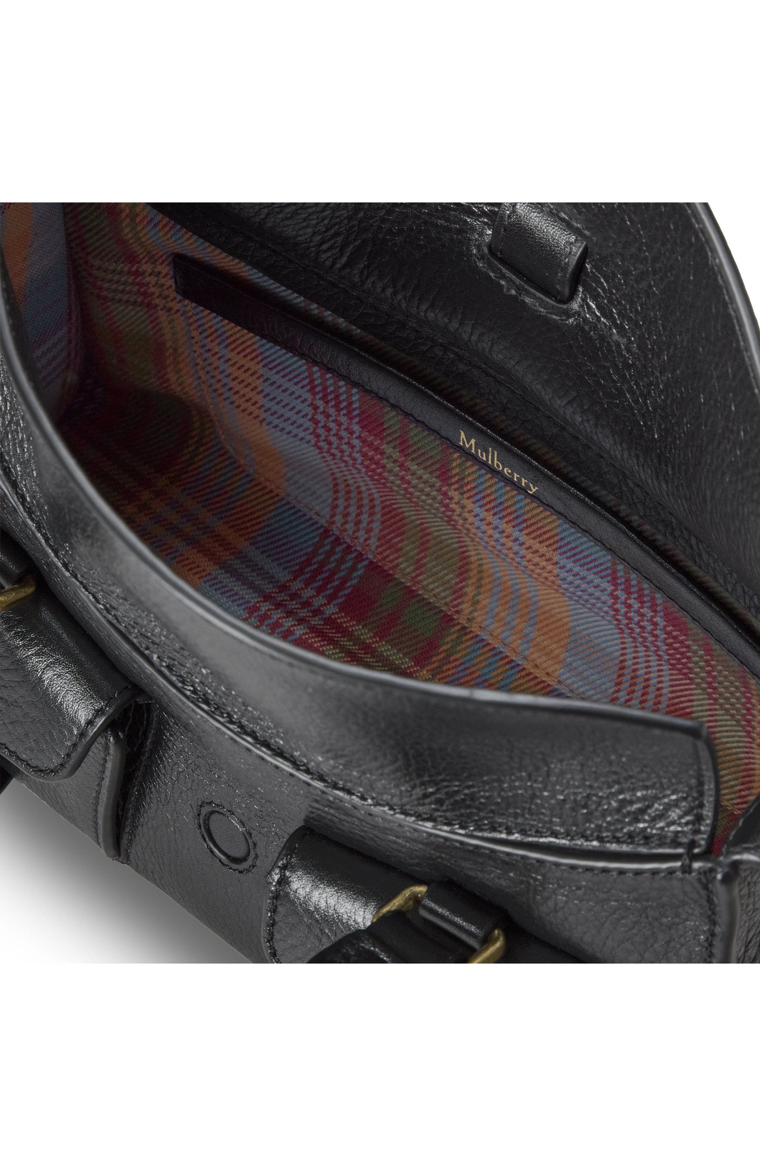 Mulberry Mini Roxanne High Shine Leather Crossbody Bag, Alternate, color, Black