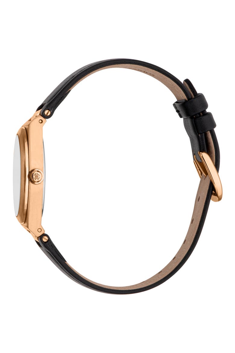 Speranza Leather Strap Quartz Watch, 30mm, Alternate, color, BLACK/ ROSE GOLD