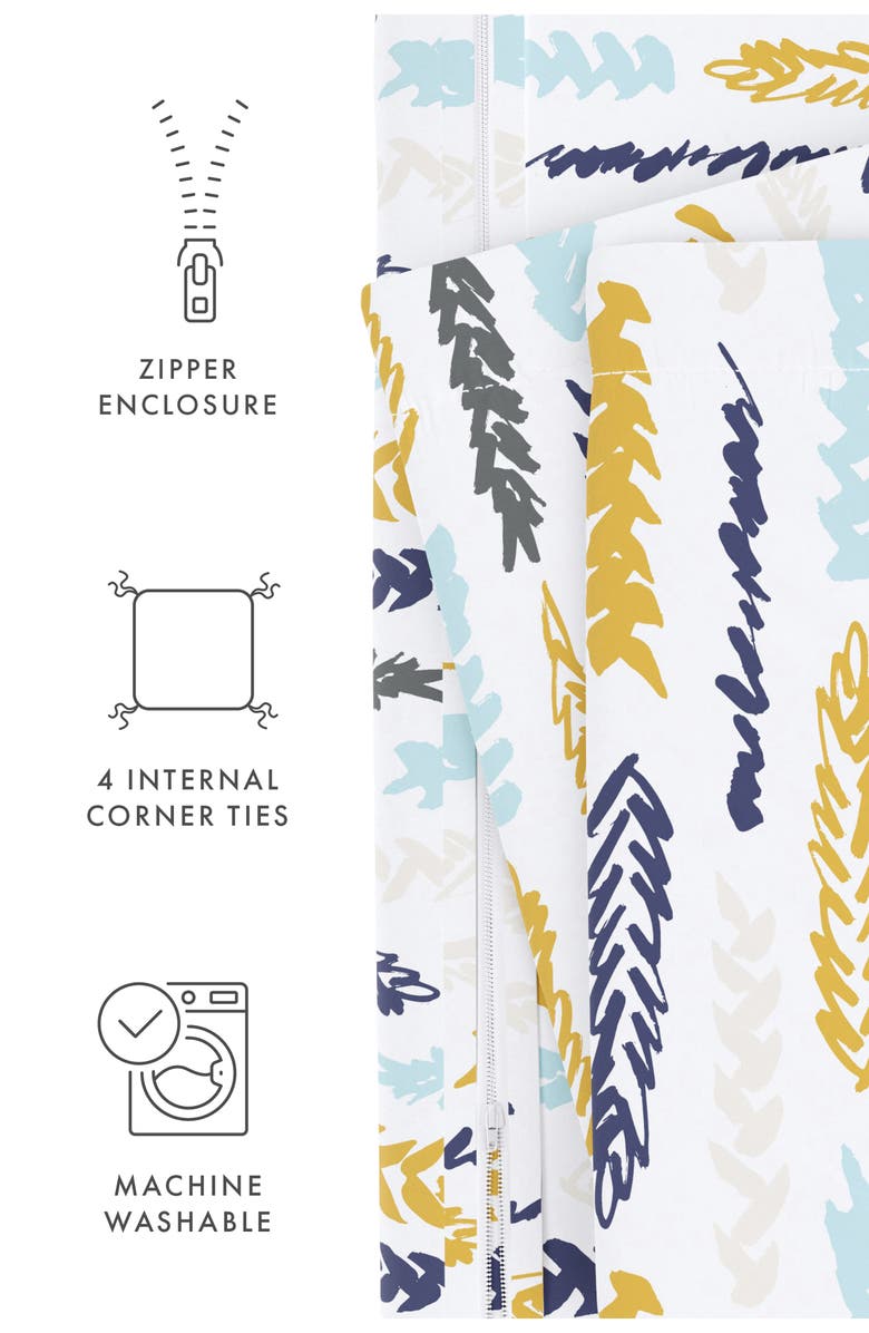 HOMESPUN HOME SPUN Premium Ultra Soft Feathers Pattern 3-Piece Duvet Cover Set, Alternate, color, Gray