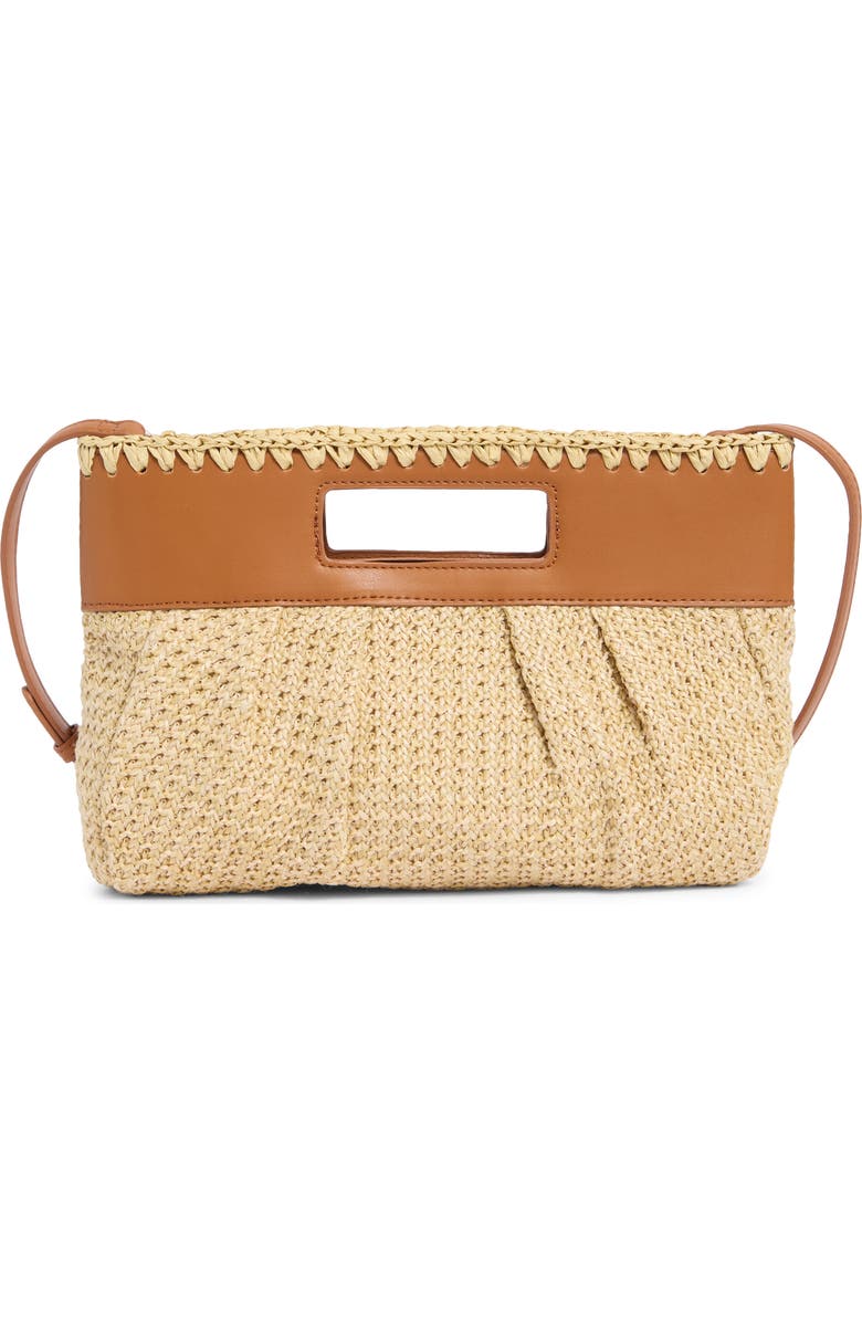 MODA LUXE Straw Crossbody Clutch, Main, color, Tan