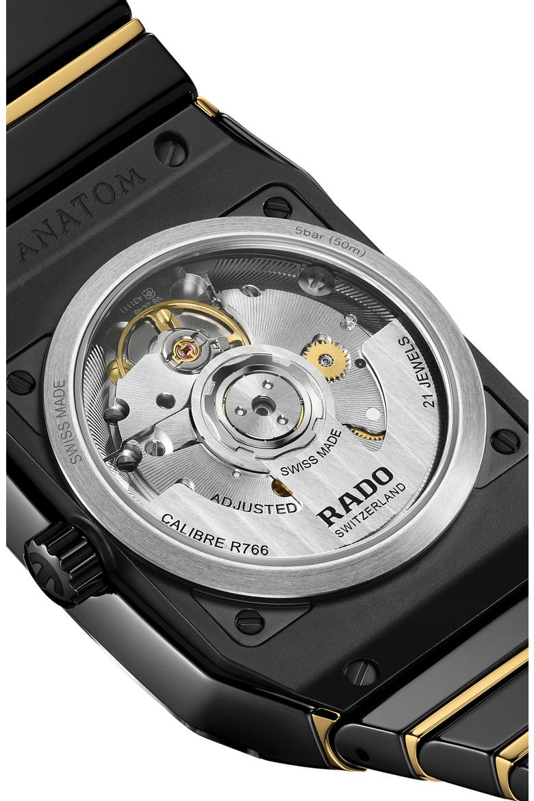 Anatom Automatic Ceramic Bracelet Watch, 32.5mm, Alternate, color, BLACK
