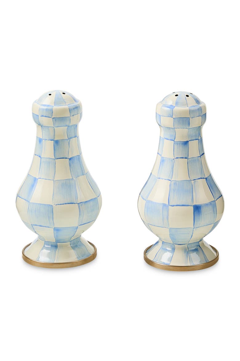 Sky Check Enamel Large Salt & Pepper Shaker Set, Main, color, SKY CHECK