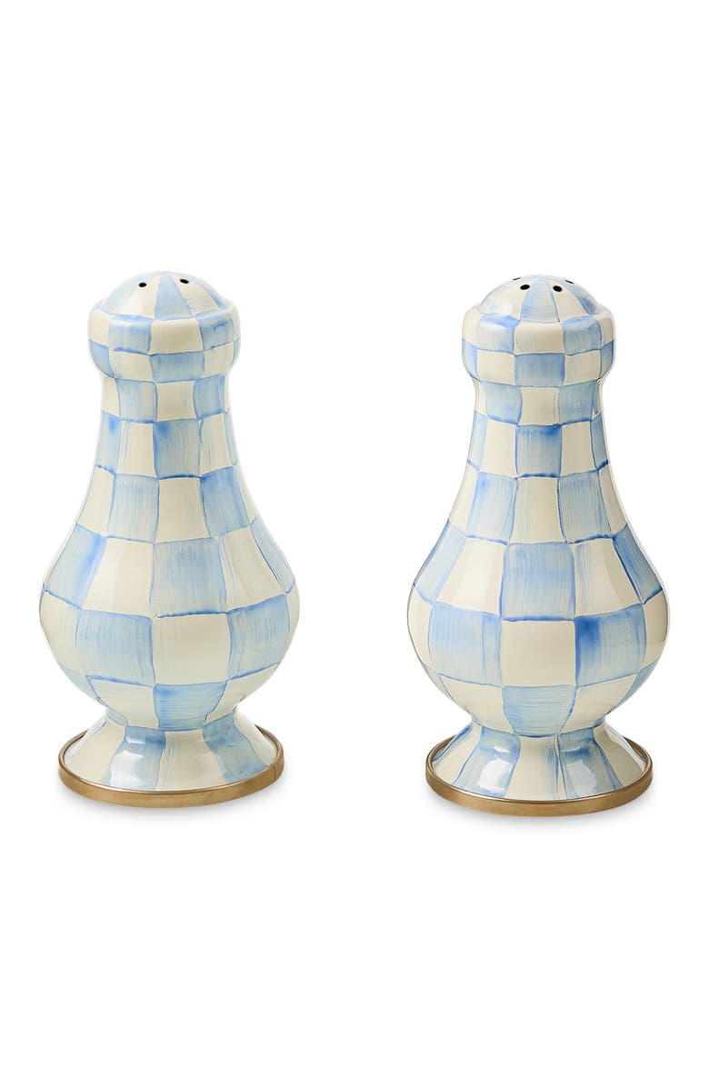 MACKENZIE CHILDS Sky Check Enamel Large Salt & Pepper Shaker Set, Main, color, Sky Check