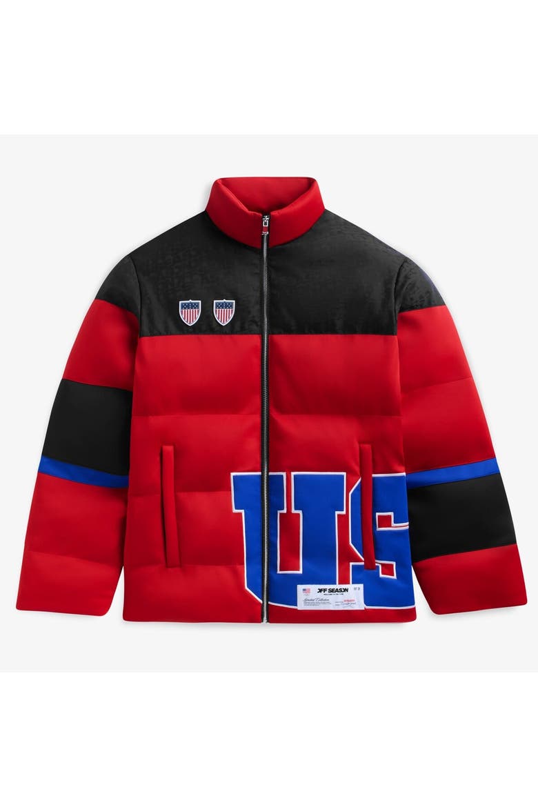 Unisex Red Team USA Puffer Jacket, Main, color, Red