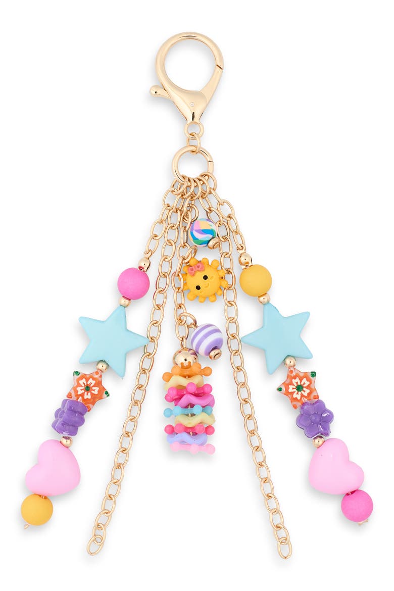 Star Beaded Bag Charm, Main, color, PINK MULTI- GOLD