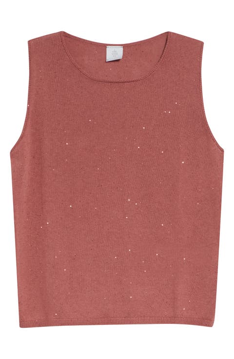 Sequin Embellished Silk & Cotton Sweater Vest