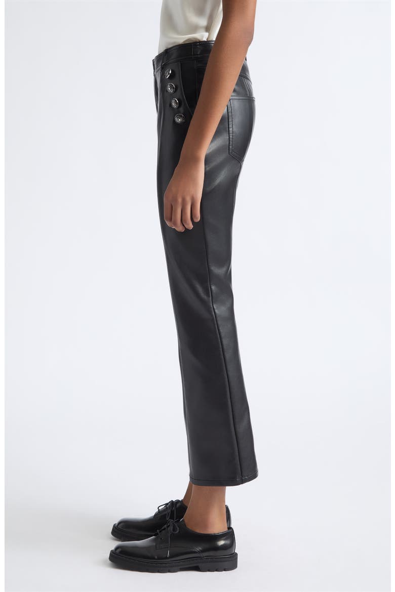 Suzette Cropped Faux Leather Flare Pants, Alternate, color, BLACK