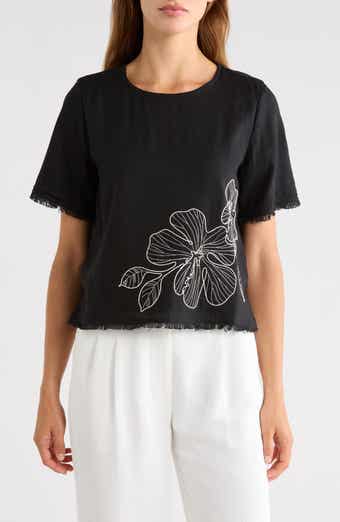 Floral Embroidered Short Sleeve Top
