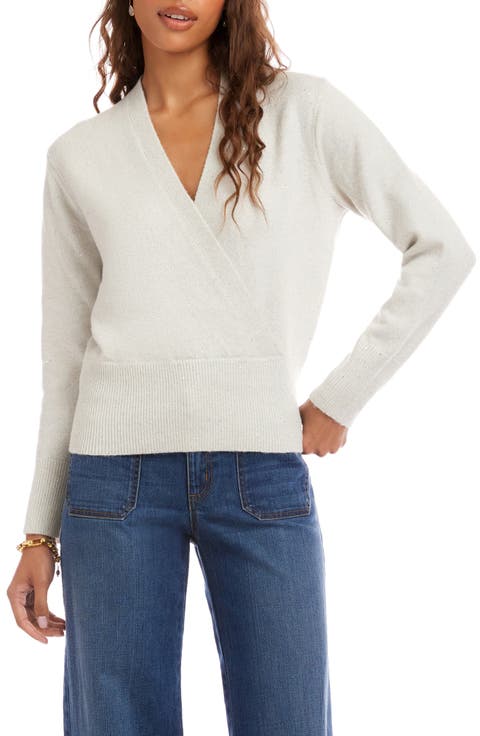 Sequin Wrap Sweater (Regular & Petite)