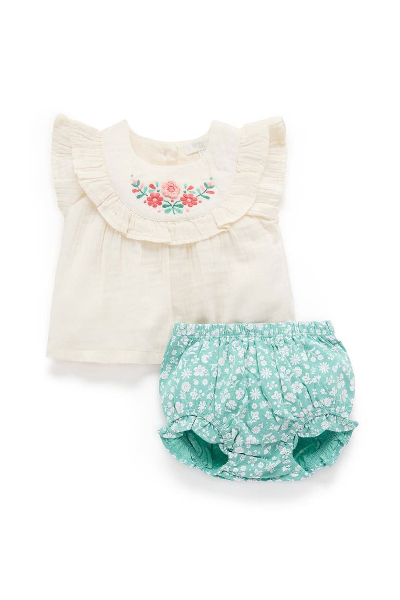 Embroidered Top and Bloomer Set, Main, color, Silhouette Print