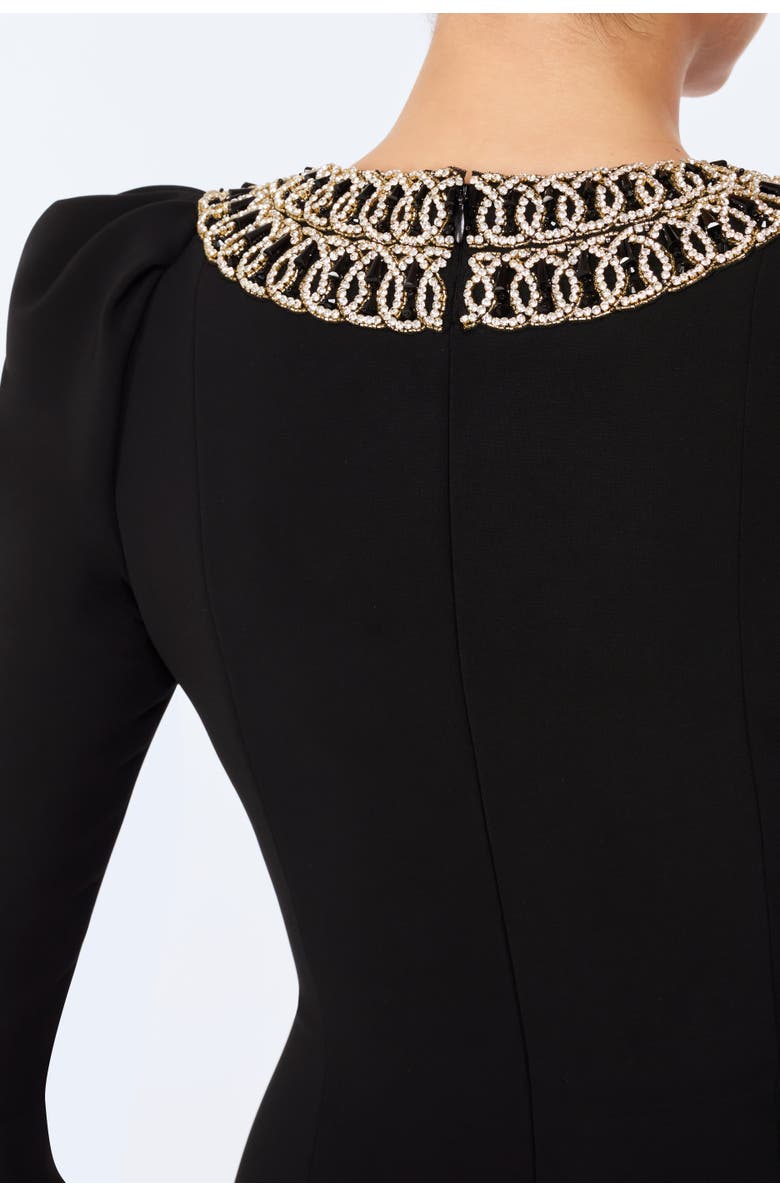 Jenny Packham Glory collar-embellished puff-shoulders maxi dress, Alternate, color, Liquorice