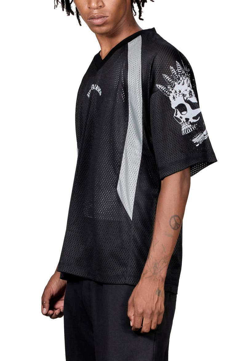 Screws Mesh Football Jersey, Alternate, color, BLACK