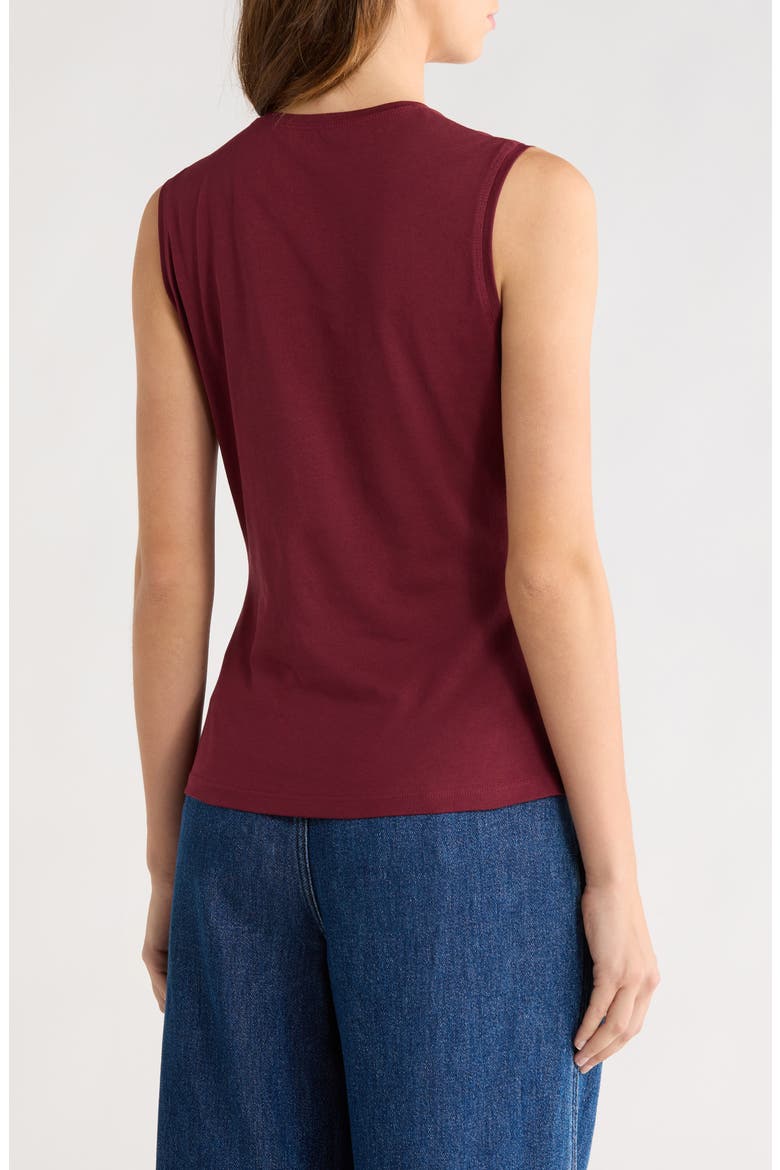 Clio Sleeveless Organic Cotton Ruched Top, Alternate, color, CLARET