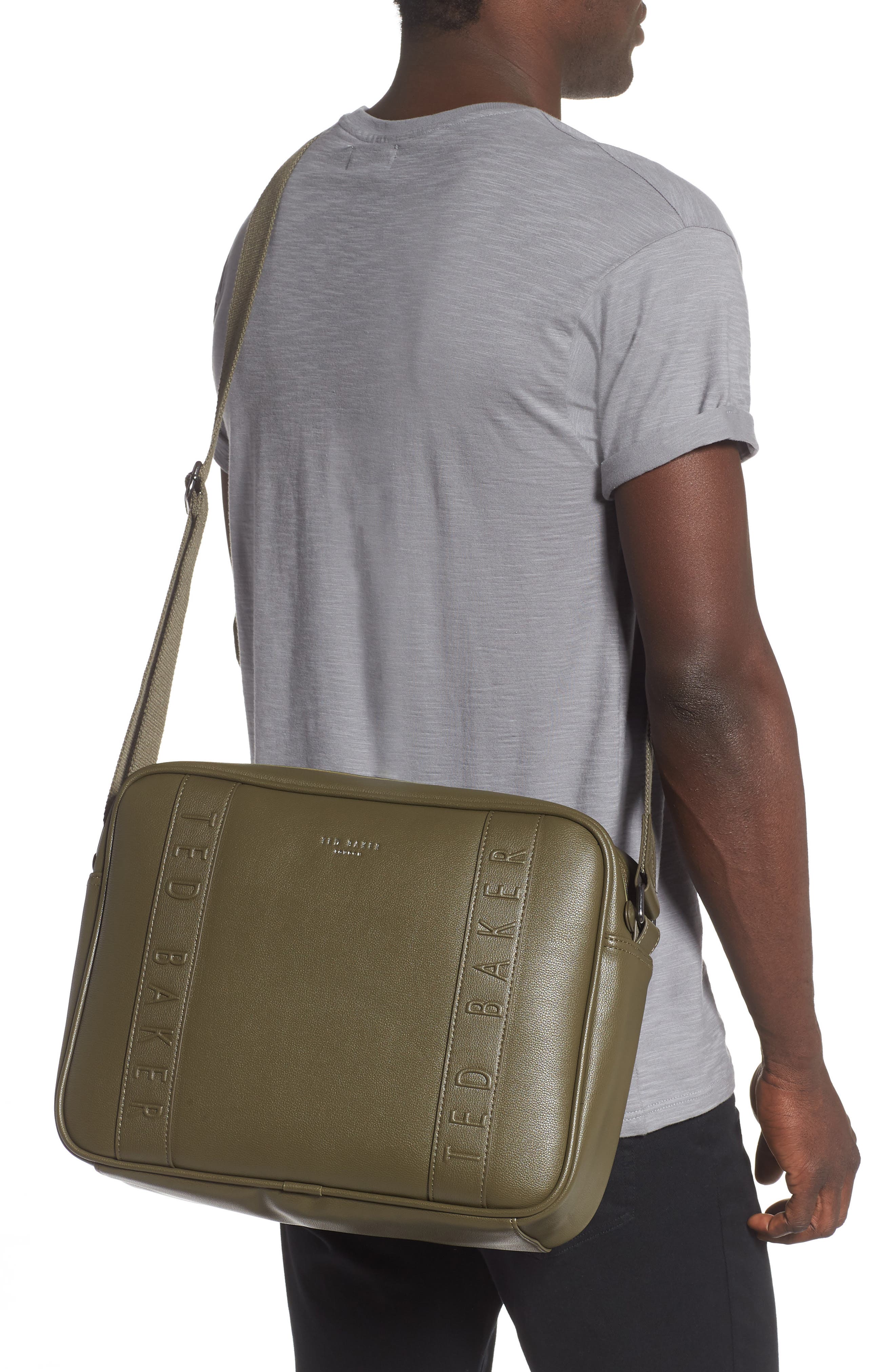 Tabla Dispatch Faux Leather Messenger Bag, Alternate, color, OLIVE