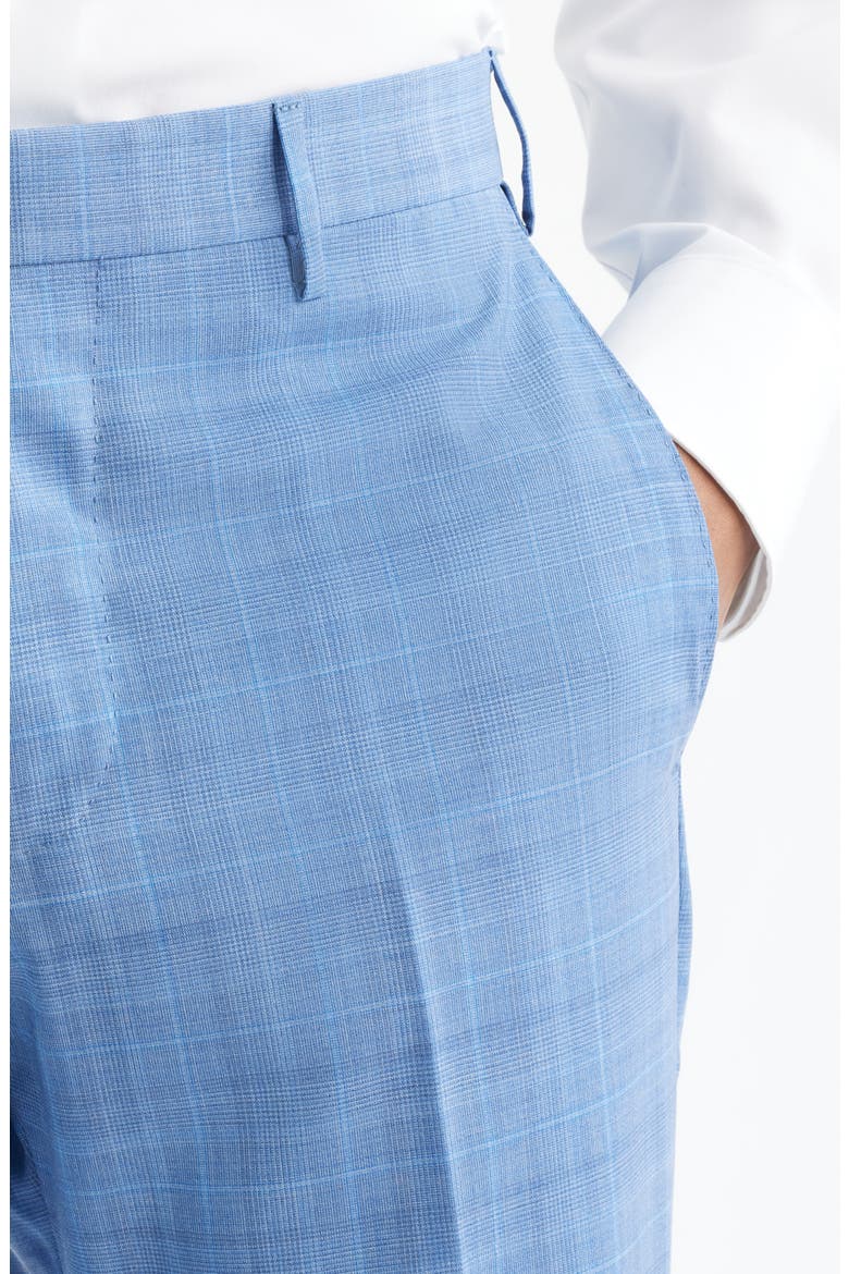 Parker Flat Front Plaid Wool Dress Pants, Alternate, color, BLUE
