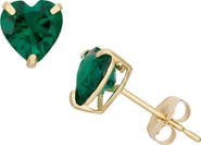 FZN 10K Gold Emerald Heart Stud Earrings