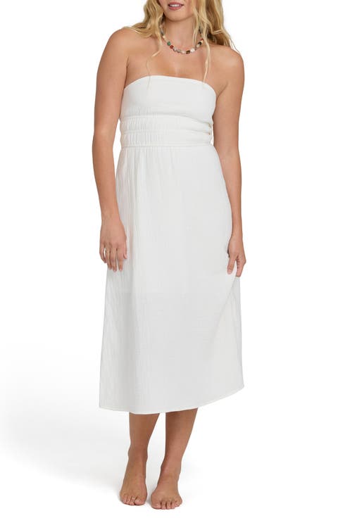 In The Sky Strapless Midi Dress