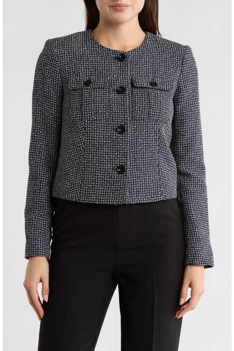 Tweed Crop Jacket, Main, color, NAVY COMBO