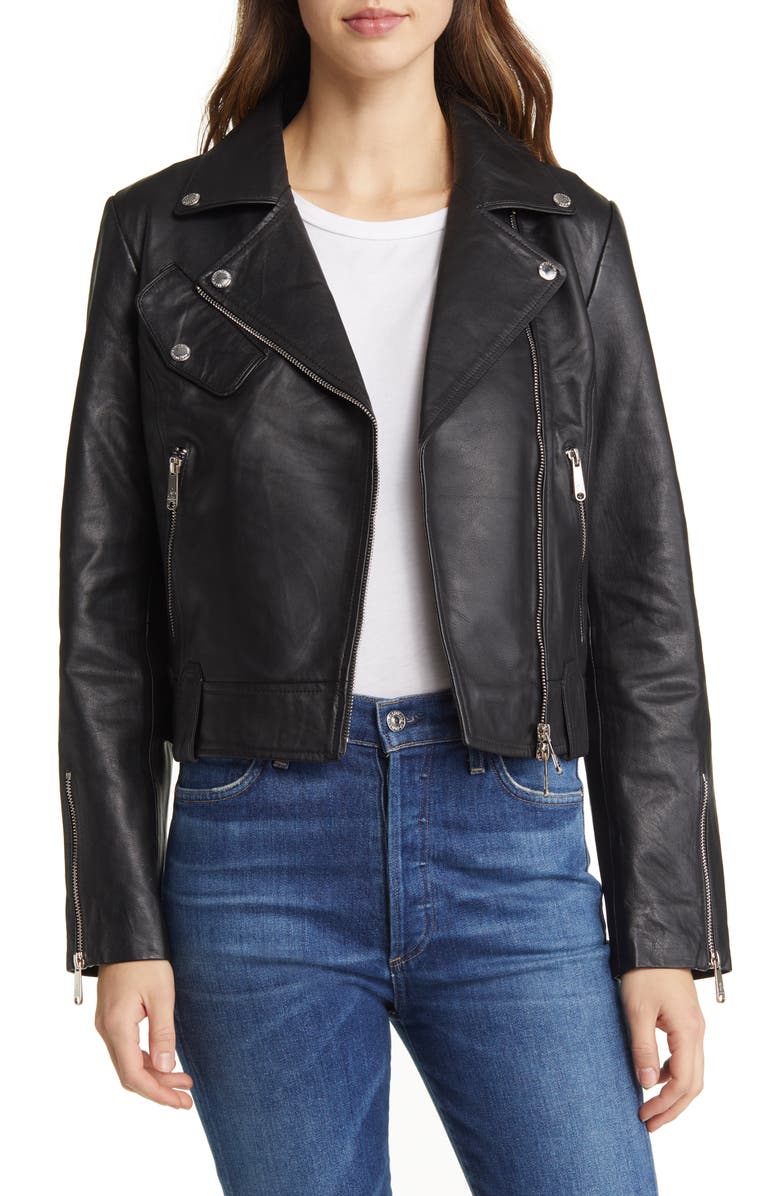 Sam Edelman Leather Moto Jacket, Main, color, 