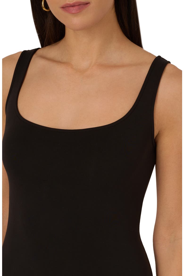 Crochet Detail Midi Sheath Dress, Alternate, color, BLACK/ECRU