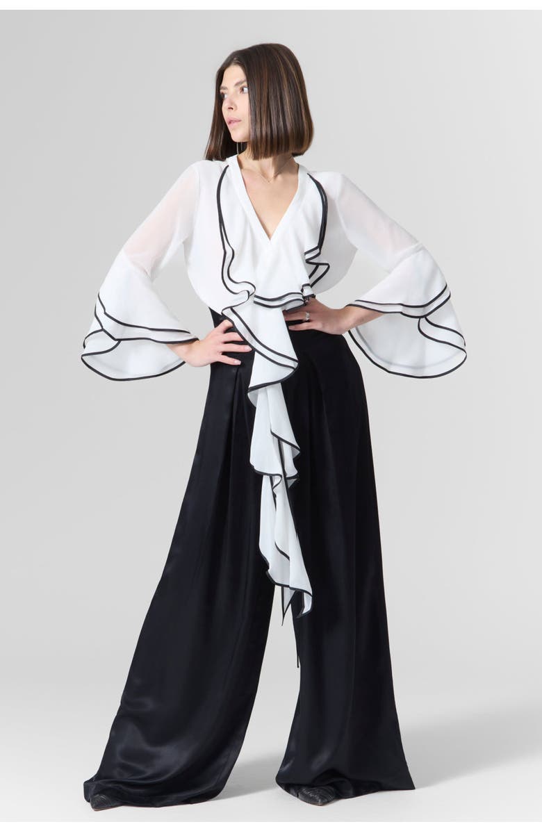 Le Fafo Ruffles Blouse & Pants Set, Main, color,