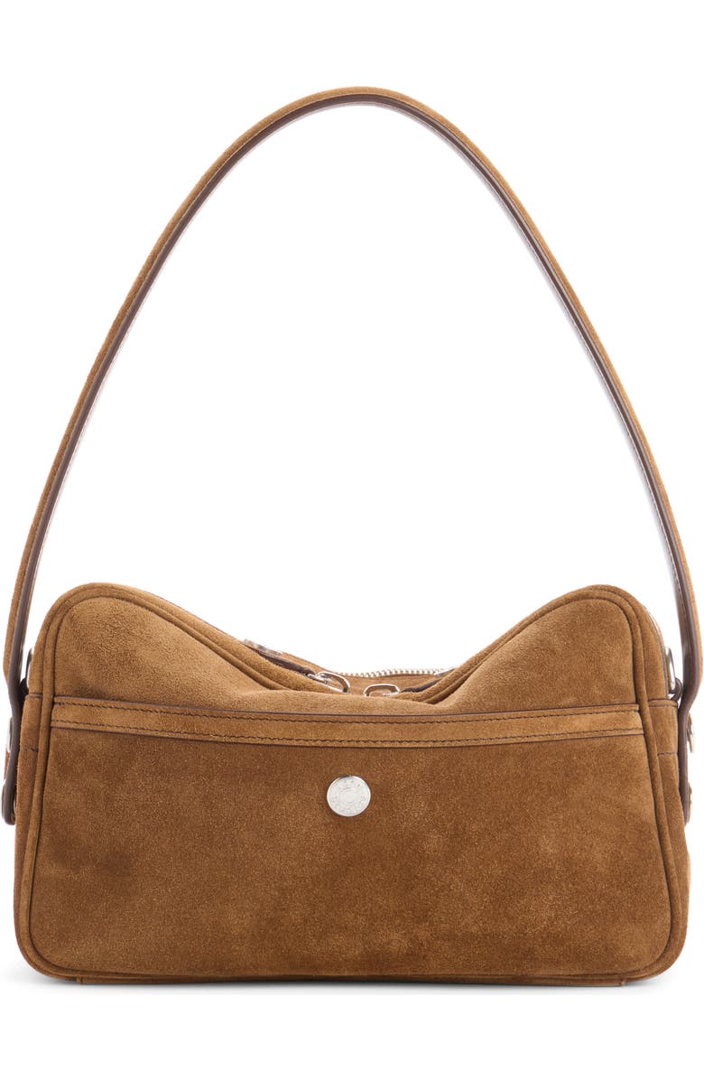 Acne Studios Camero Party Suede Shoulder Bag, Alternate, color, Cognac Brown