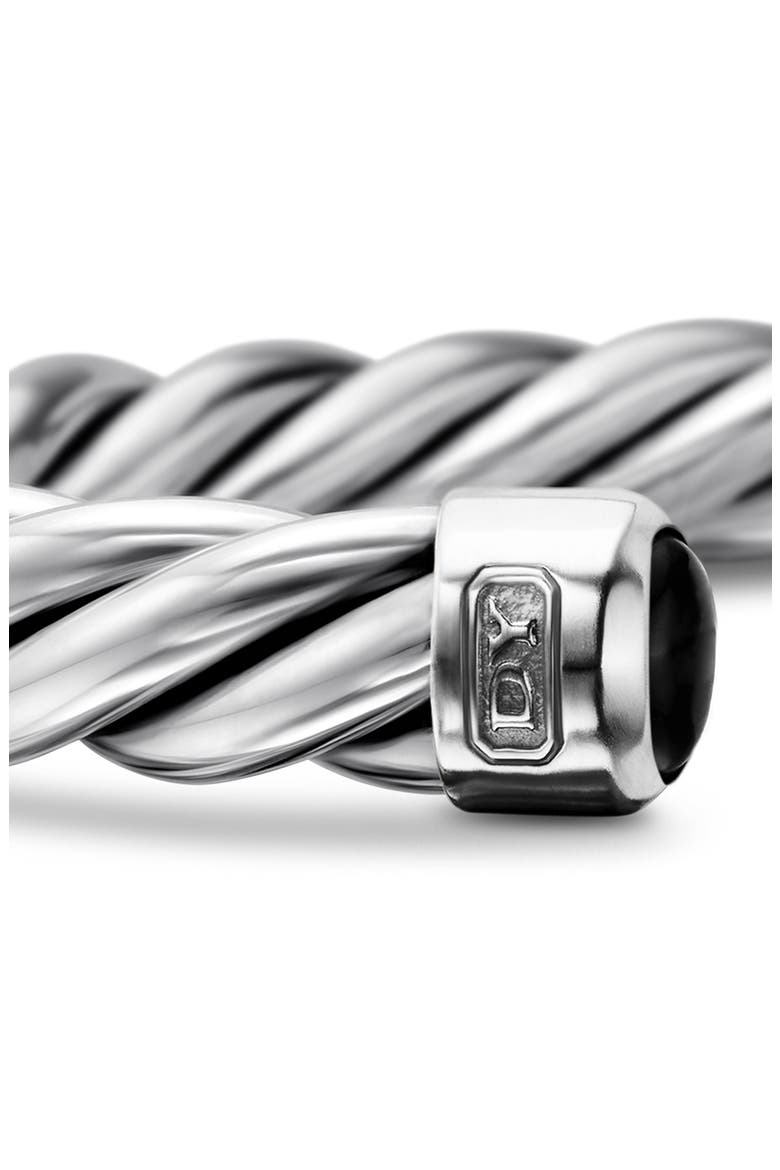 Men's Cable Cuff Bracelet in Sterling Silver with Semiprecious Stone, 6mm, Alternate, color, SILVER