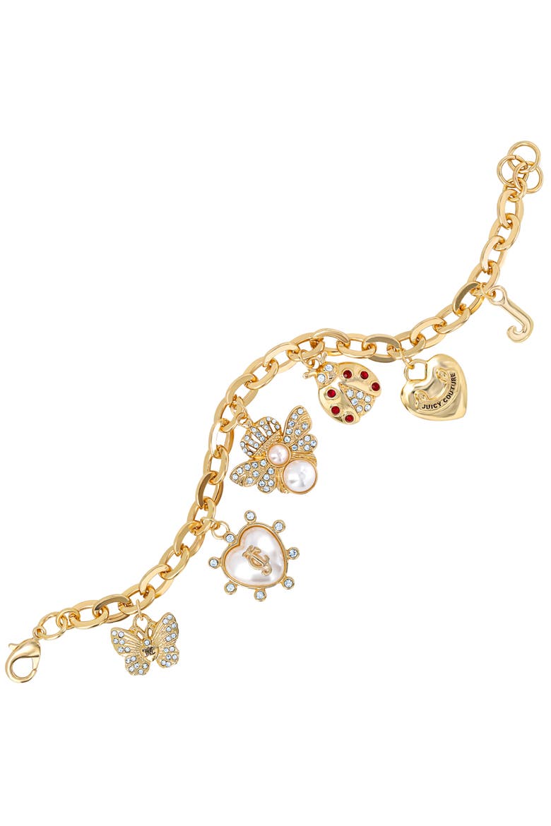 Pearl & Icon Charm Bracelet, Gold-Tone Link with Faux Pearls, Alternate, color, Gold