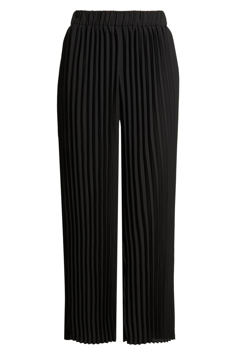 Pleated Pull-On Ankle Pants, Alternate, color, ANNE BLACK