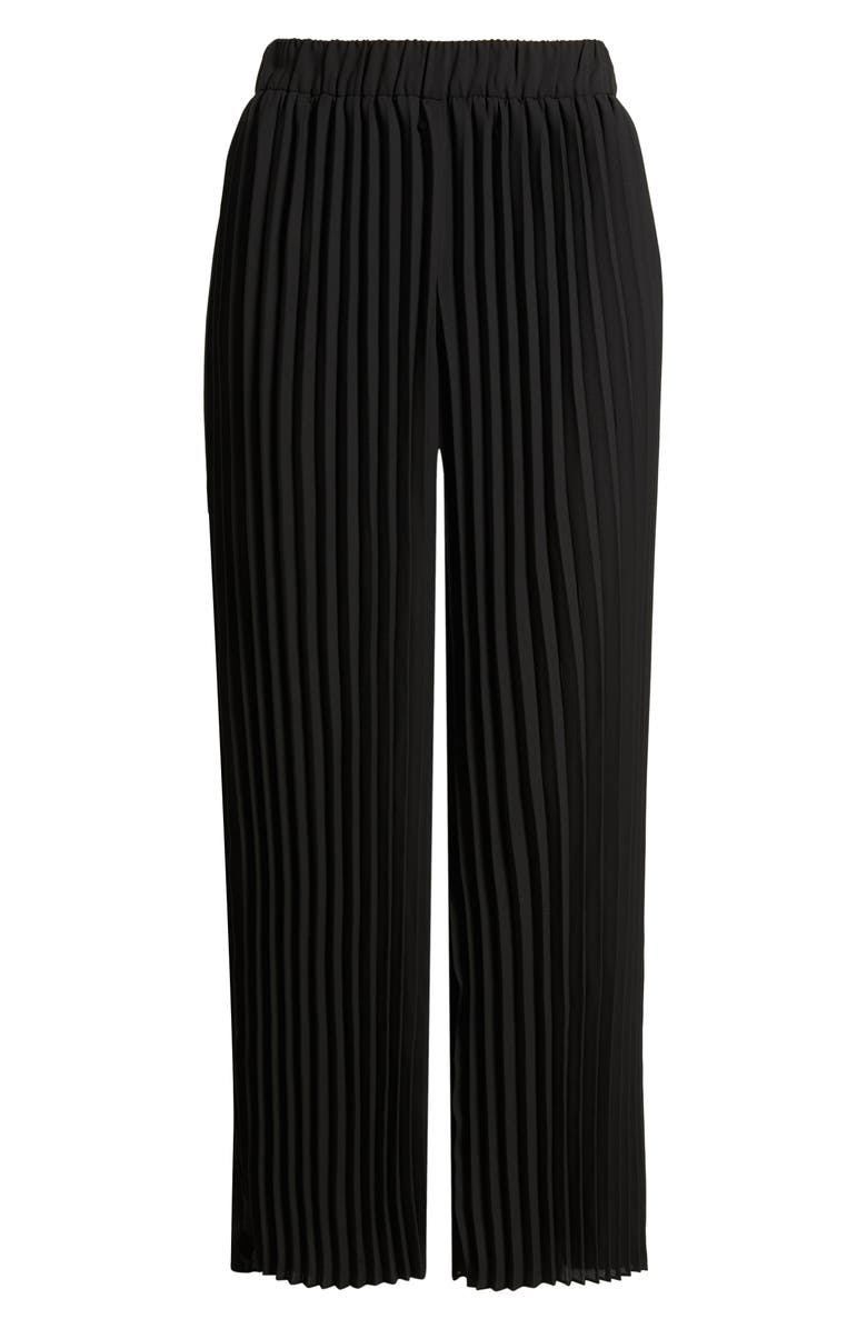 Anne Klein Pleated Pull-On Ankle Pants, Alternate, color, Anne Black