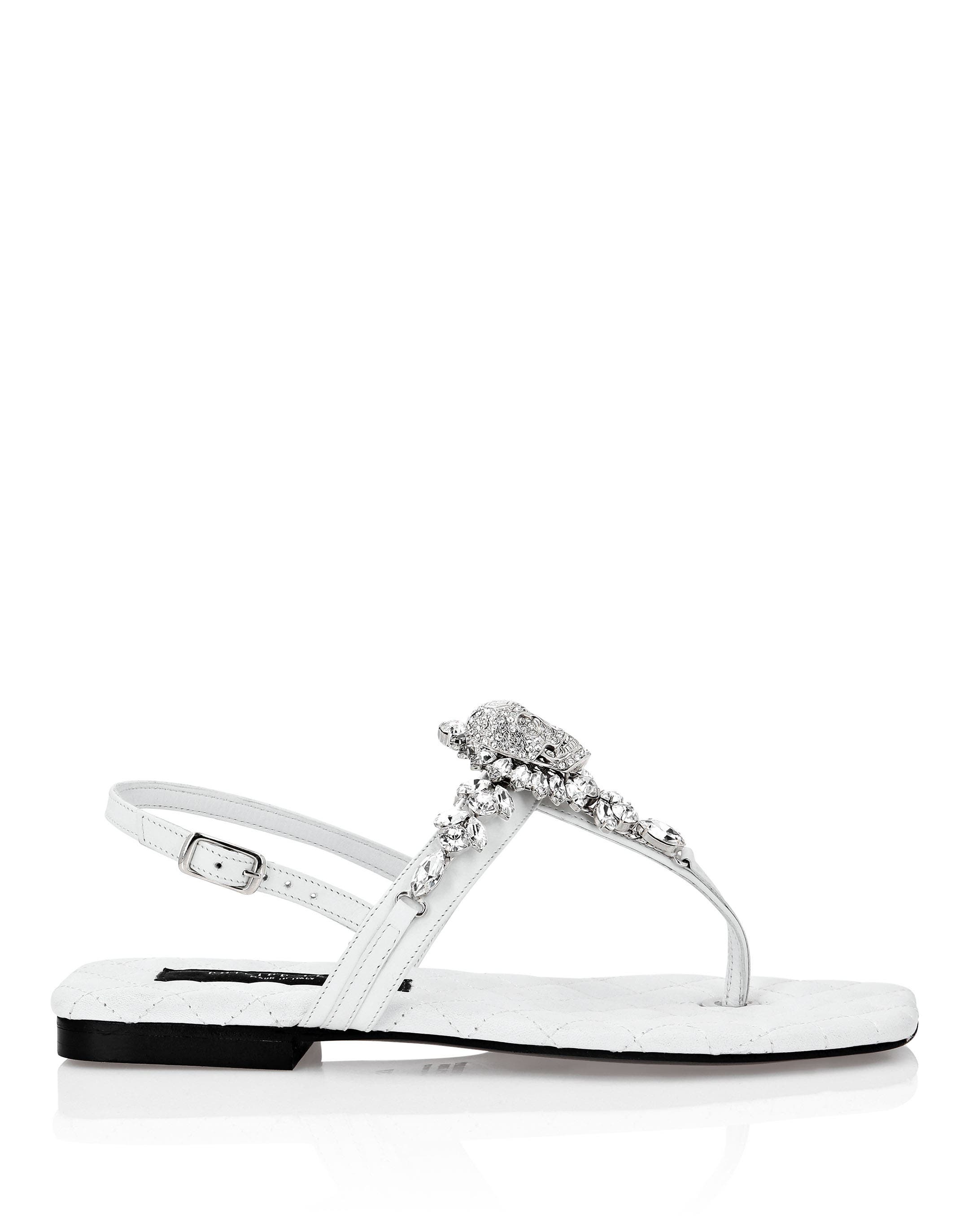Sandals Flat Skull Women, Alternate, color, white