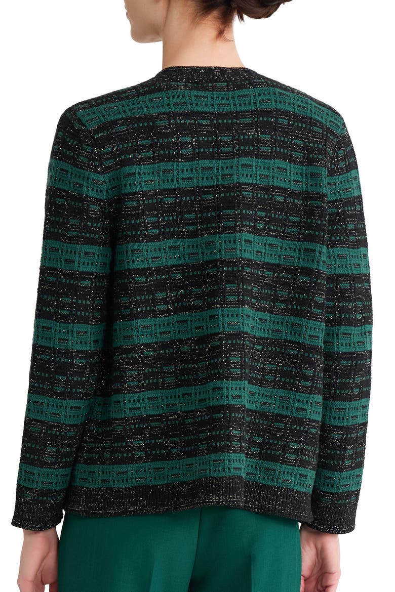 Metallic Stripe Cardigan, Alternate, color, EVERGREEN / BLACK