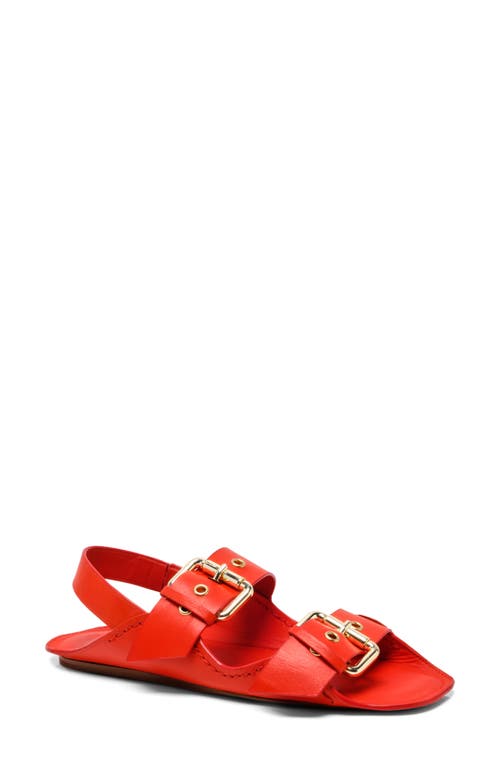 Free People Blossom Buckle Flat Sandal In Salsa Leather