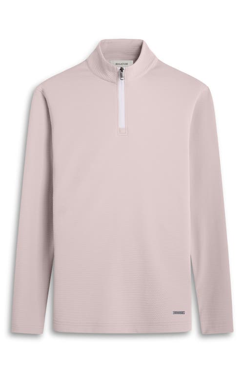 Bugatchi Waffle Knit Quarter Zip Performance Pullover In Sand