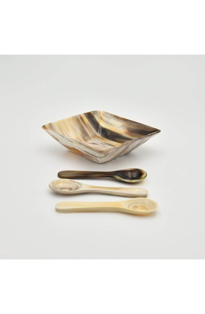 Maadili Collective Horn Spice Bowl with Spoon - Brown, Main, color, Brown