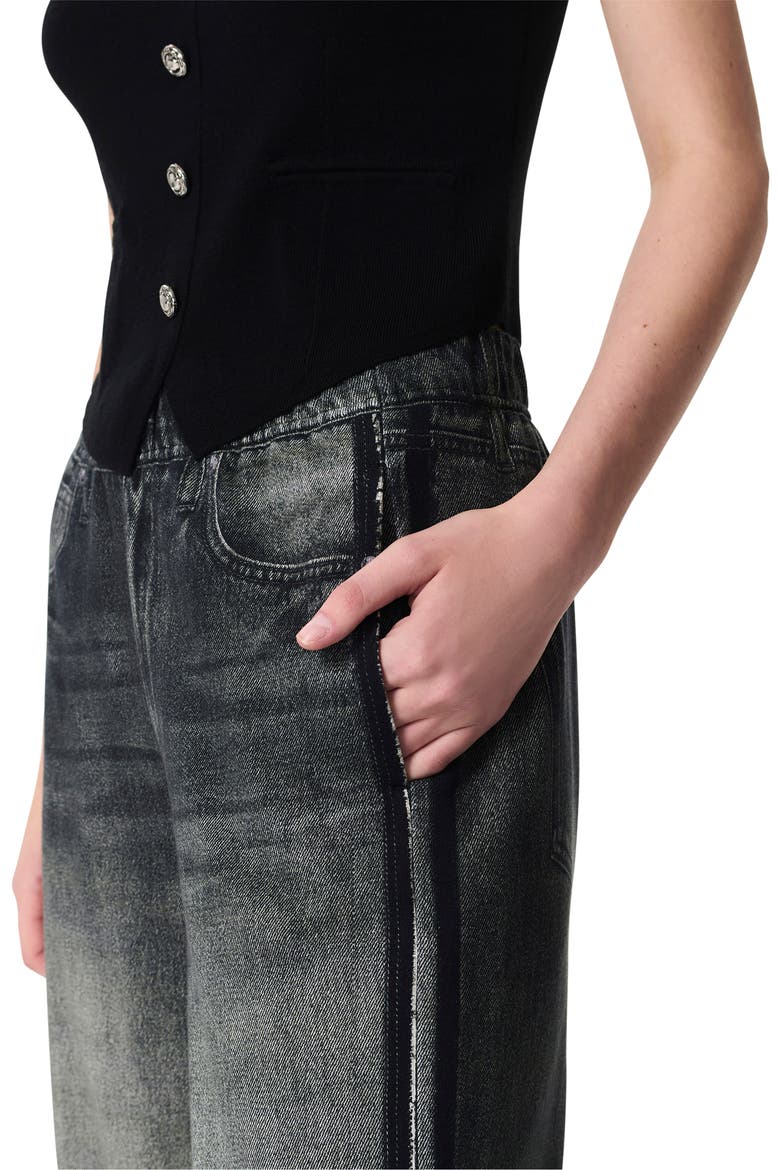 rb Miramar Track Stripe Cotton Terry Sweatpant Jeans, Alternate, color, WASHED BLACK