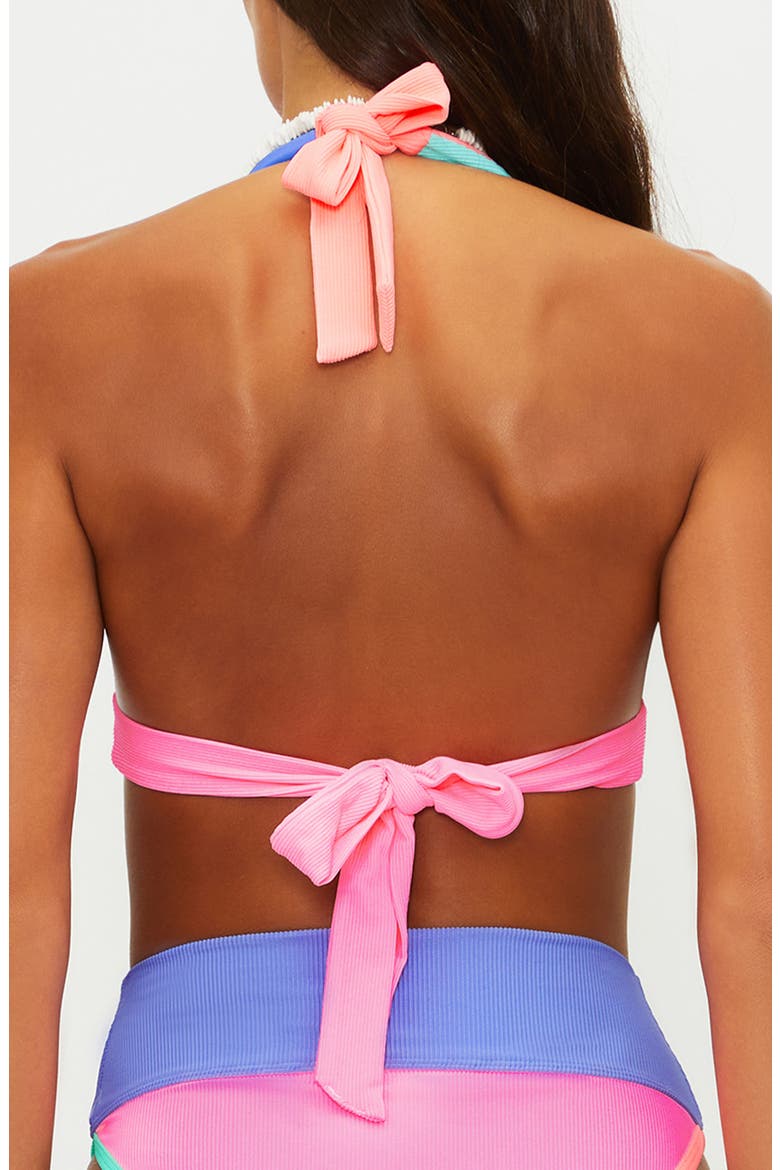 Moana Halter Colorblock Bikini Top, Alternate, color, SHERBERT SHORES COLORBLOCK