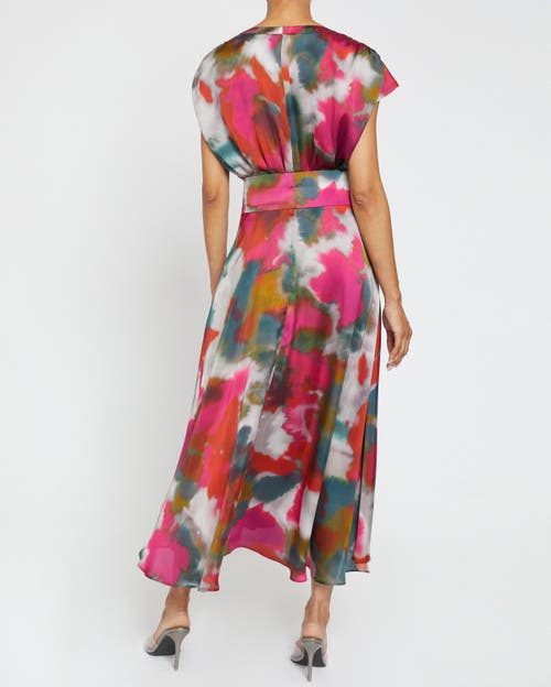 Santorelli Talia Abstract-print Faux Wrap Midi Dress In Sedona Multi