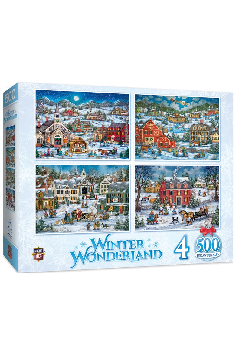 Winter Wonderland 500pc Puzzles 4-Pack, Main, color, Multicolor