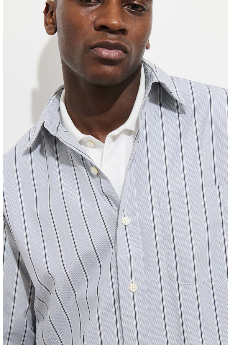 Franklin Loose Fit Stripe Cotton Button-Up Shirt, Alternate, color, IVORY/ BLUE