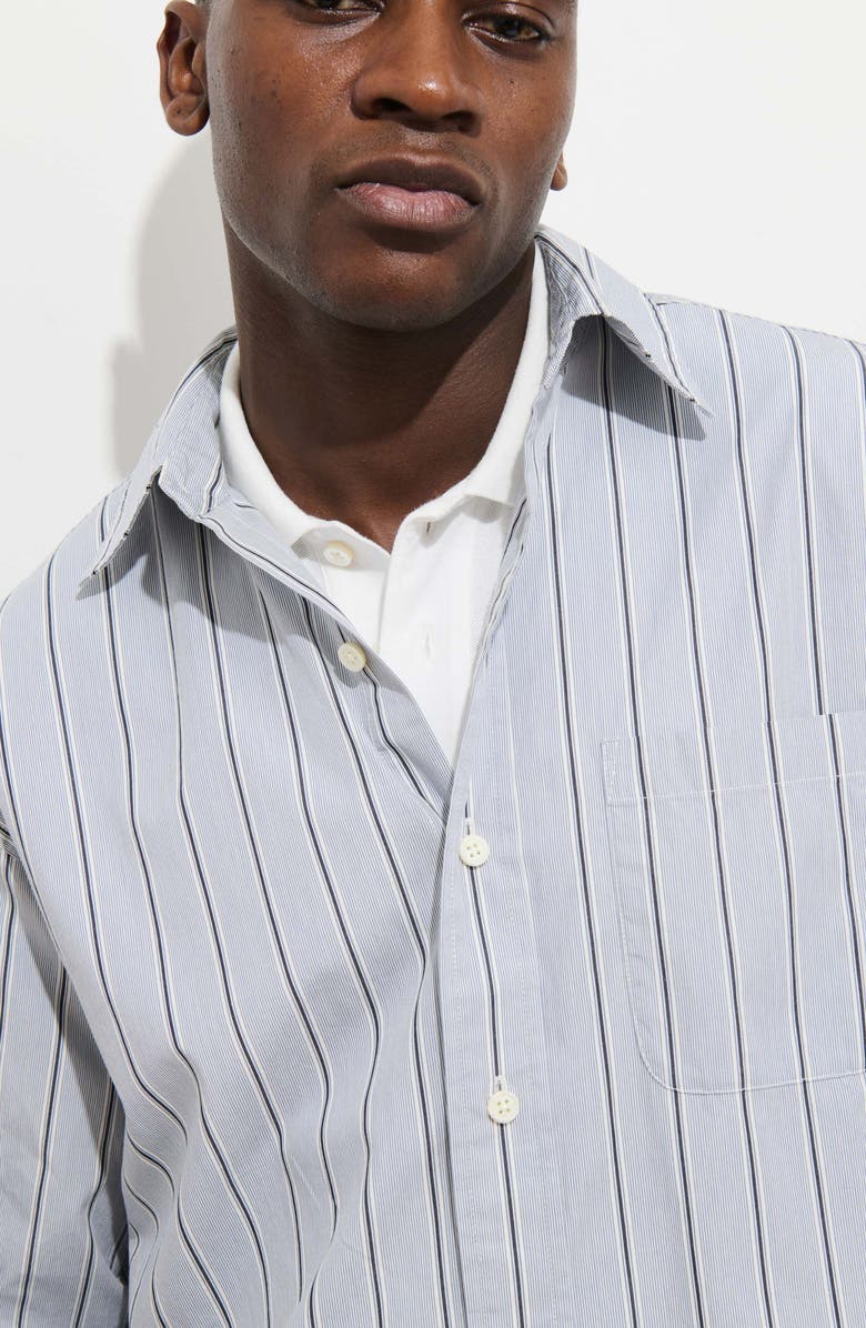 Alex Mill Franklin Loose Fit Stripe Cotton Button-Up Shirt, Alternate, color, Ivory/ Blue