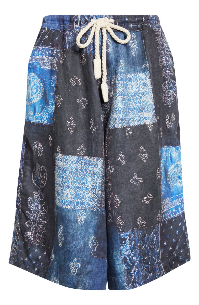 R13 Jesse Bandana Print Linen Carpenter Shorts, Main, color, Blue Bandana