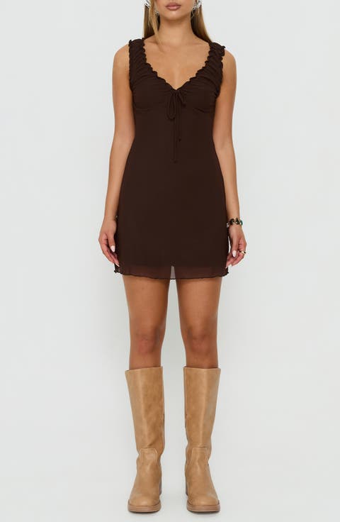 Natalis Ruched V-Neck Minidress
